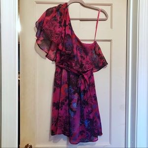 Bar lll Purple Floral One Shoulder Dress